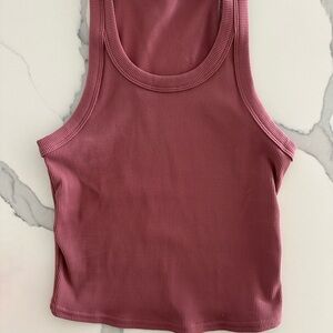 Alo Goddess Ribbed tank burgundy truffle